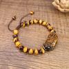 Pixiu Carving Tiger Eye Money Financial Business Good Luck Charm Power Stone Adjustable Length [Coai] Luck, Luck, Luck, Bracelet,
