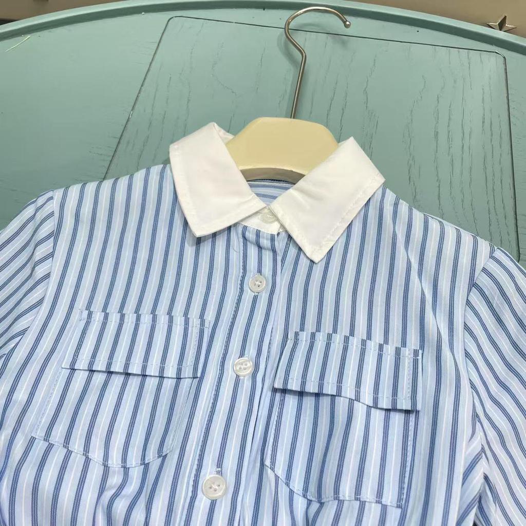 Korean Style Striped Shirt Dress - Spring/Summer Collection for Energetic Girls