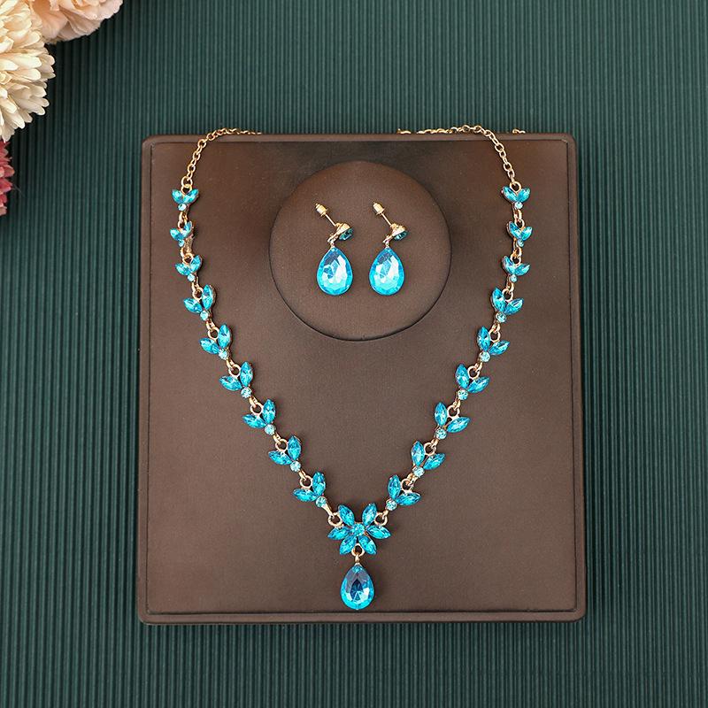 Koreański Zestaw Naszyjnika i Kolczyków Ślubnych - Cyrkonie i Perły Dodatki Ślubne