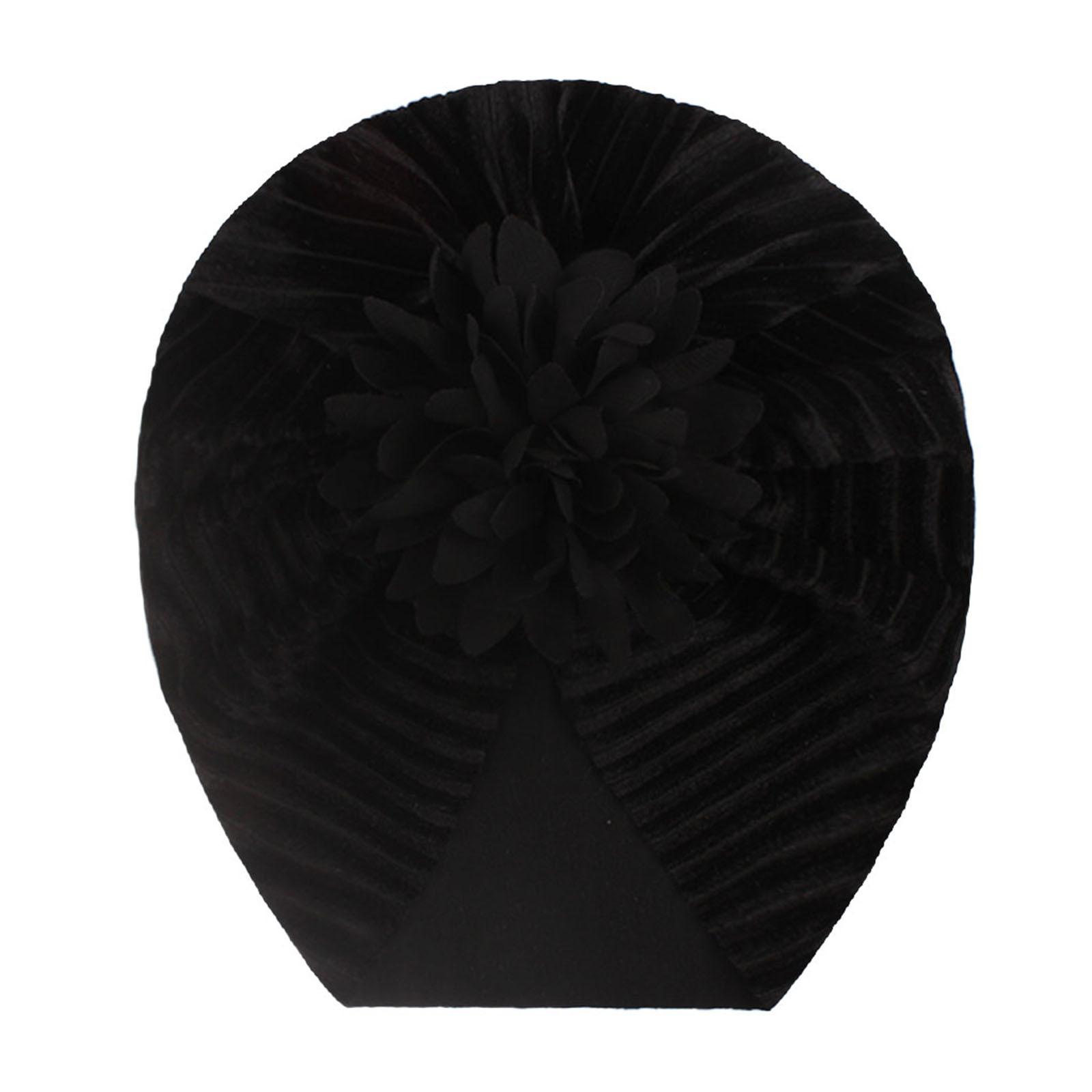 

(SU)Однотонная ребристая шляпа с цветочным принтом для маленьких мальчиков и девочек, аксессуары для головных уборов BK чёрный