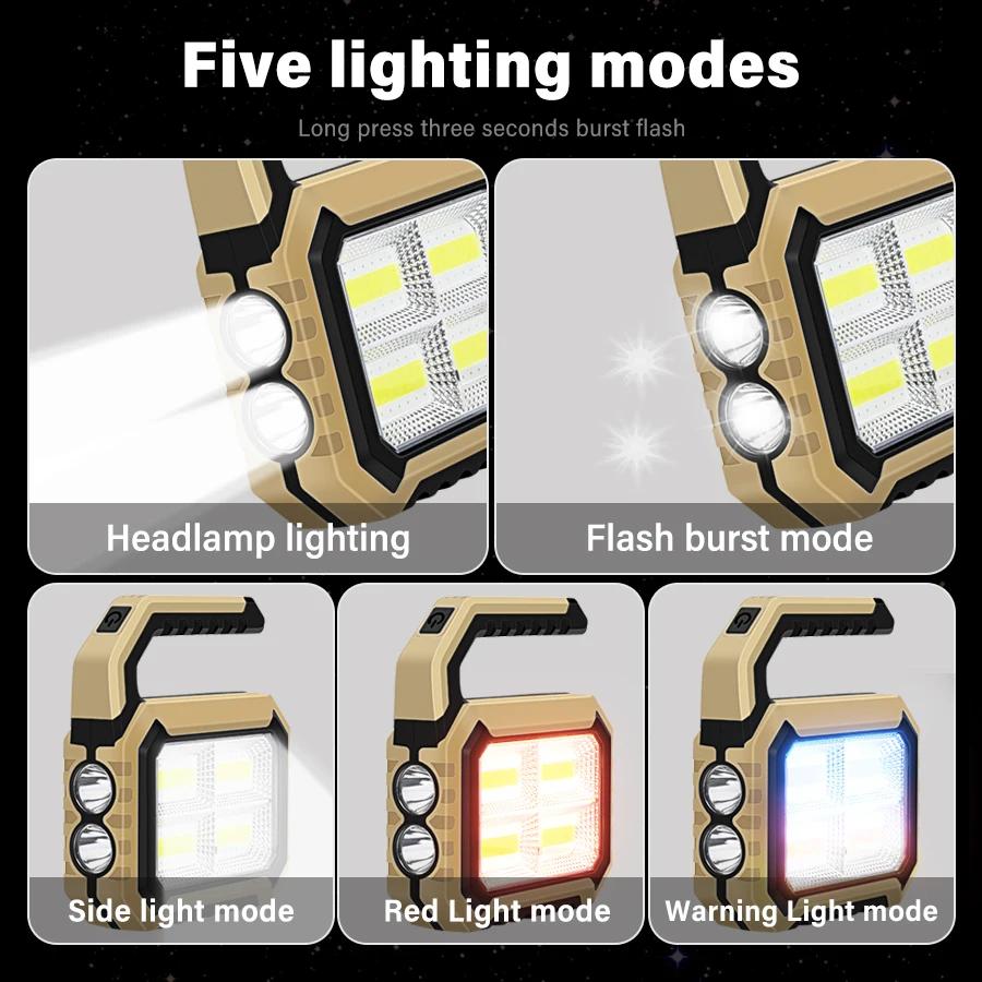 Portable Handheld Flashlight Solar Charger High-power Emergency Lighting Searchlight Waterproof Outdoor Maintenance Work Light