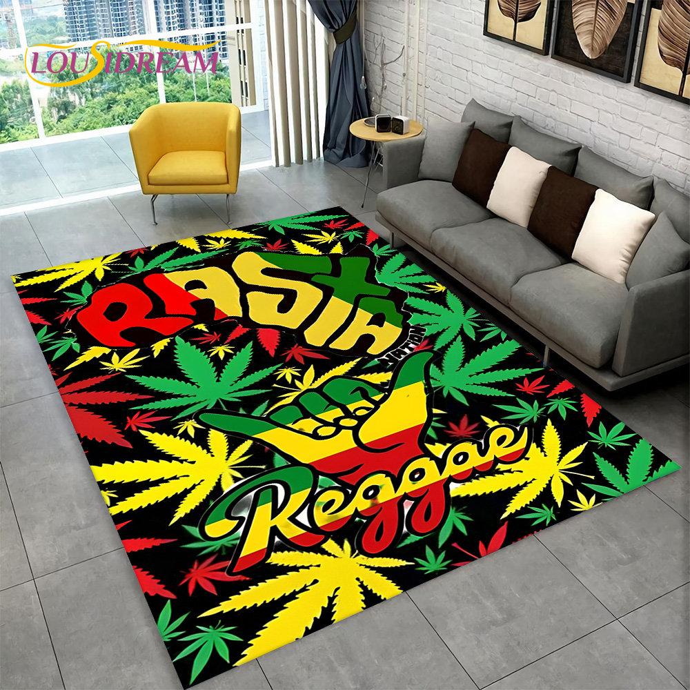 Bob Marley Reggae Music Maple Leaf Jamaican Area Rug,Carpet Rug for Living Room Bedroom Sofa Doormat Decor,Non-slip Floor Mat