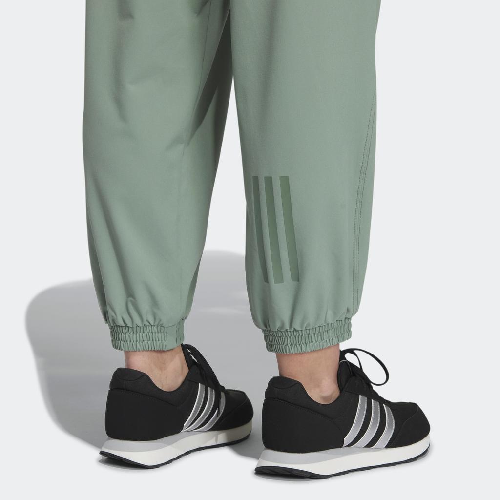 Adidas Woven Drawstring Sports Casual Pants Women Bottoms Silver-Grey Green IN9072