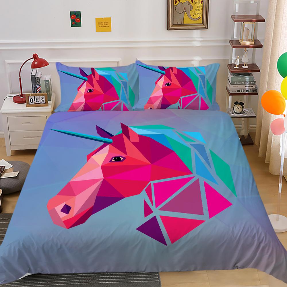 Unicorn Bedding Cover Set Print Comforter Cover Set Creative Bedding Suit Boys Girls Single Double Size Home Textiles