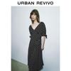 UR 2025 Spring Women's French Polka Dot Lace V-Neck Dress
