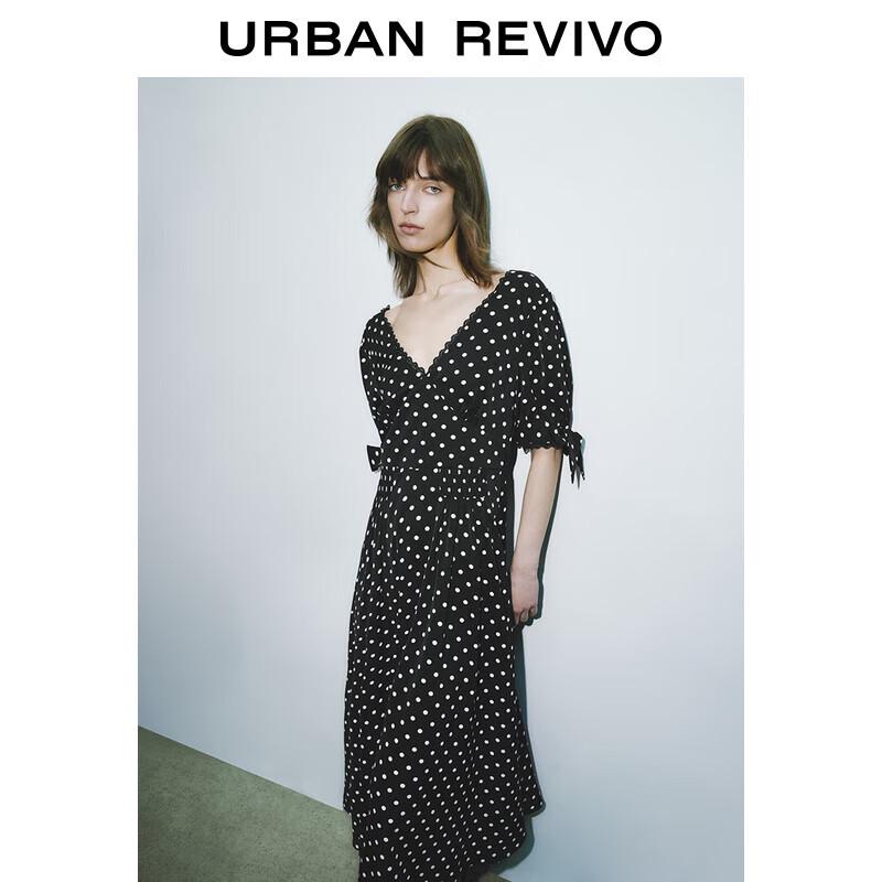 

UR Women s French Polka Dot Lace V-Neck Cutout Dress XS