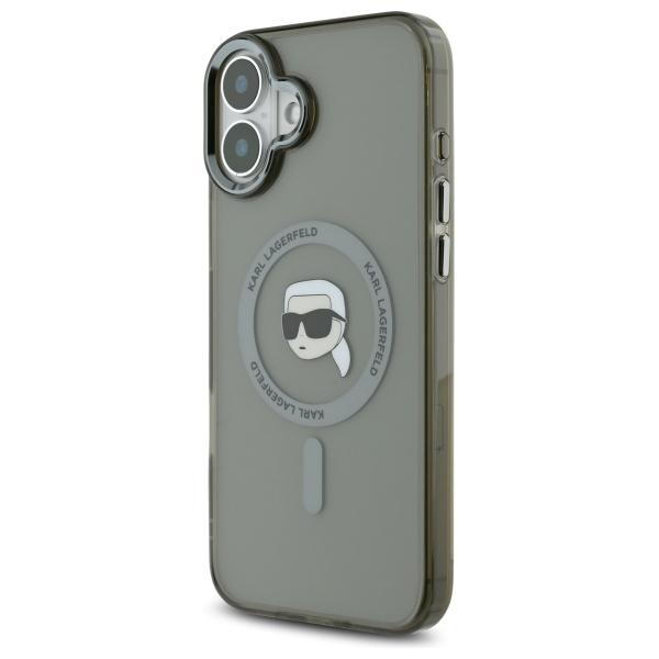 Karl Lagerfeld Klhmp16Mhlskik Iphone16 Plus 6.7 Czarny/Black Hardcase Iml Metal Karl Head Magsafe