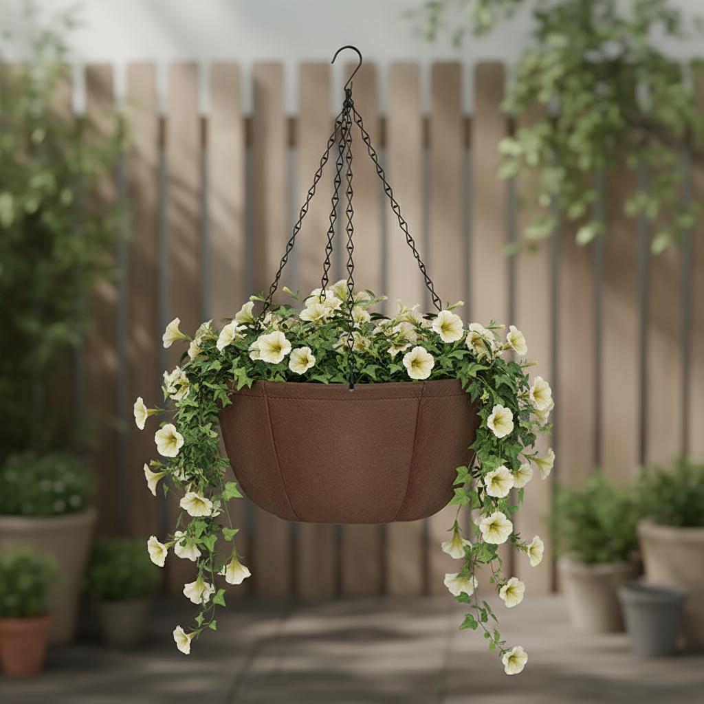 Outdoor Fabric Hanging Planters With Chains For Balcony Garden Decoration