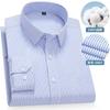 8XL Solid Color Classic Striped Shirts Men Long Sleeve Formal Office Business White Blue 100 Cotton Long Sleeve Shirt for Men