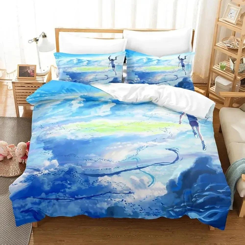 3d Anime Weathering with You Bedding Set Duvet Cover Bed Set Quilt Cover Pillowcase Comforter King Queen Size Boys Adult Bedding