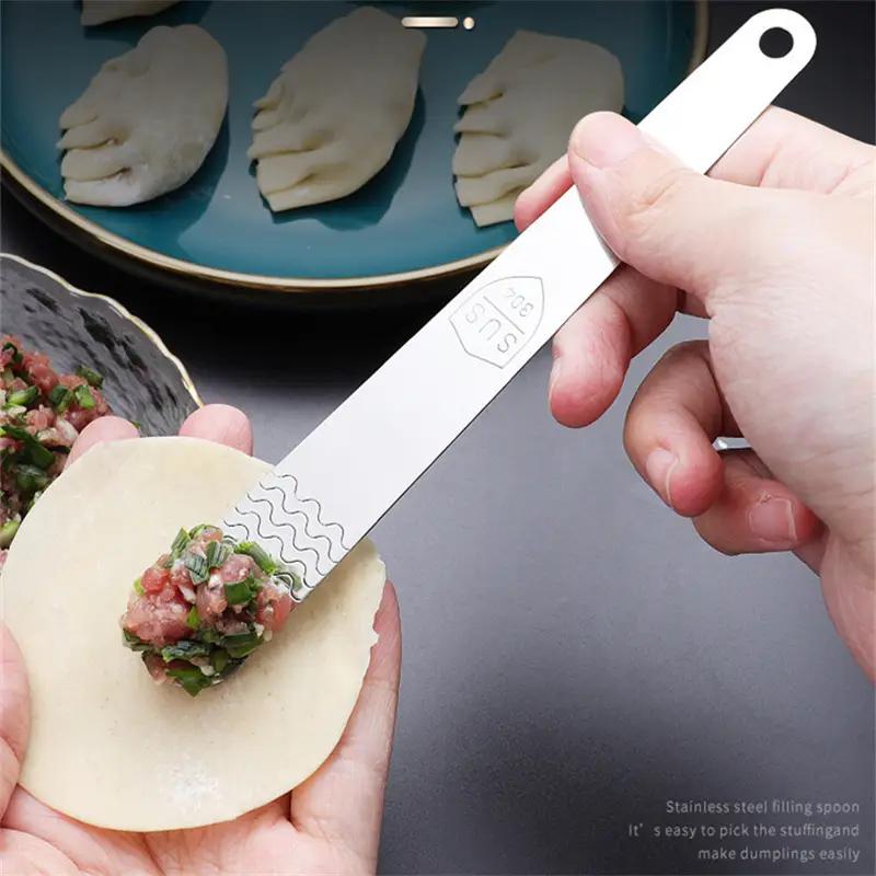 1 PCS Stainless Steel Dumpling Filling Spoon Ravioli Filling Spreader Manual Cheese Butter Spreader Baking and Cooking Accessories