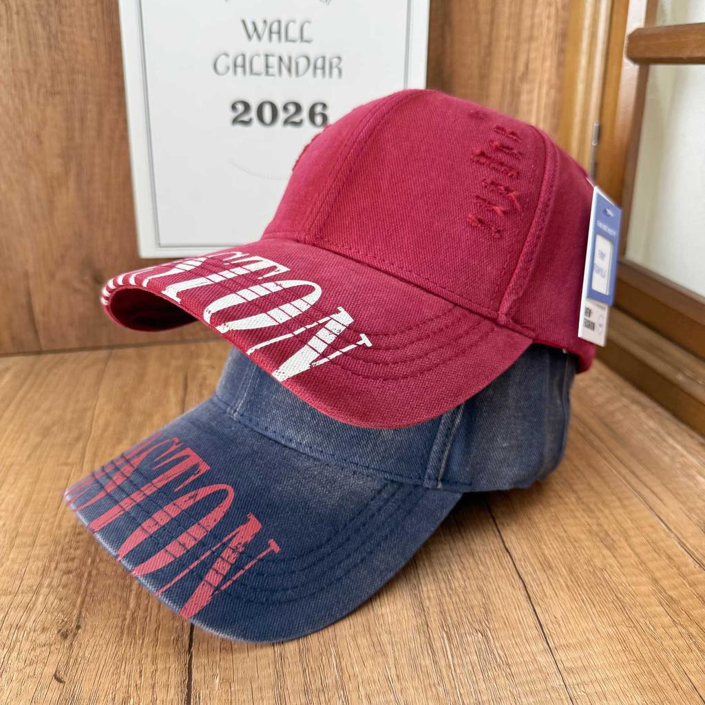 American retro old ripped cap men and women four seasons students versatile letters show face small tide baseball cap