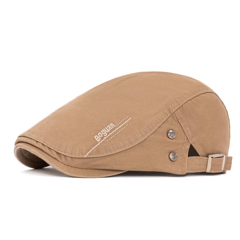 Spring Summer Peaked Cap Men's Letter Embroidered Forward Cap Cotton British Beret Newsboy Cap