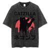 Camiseta Animal Estampado de Gato Lavado Vintage Harajuku Streetwear Gráfico Y2K Camiseta Verano Manga Corta Algodón Hip Hop