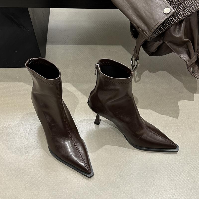 Fashion SUOJIALUN 2025 New Brand Women Ankle Boots Fashion Pointed Toe Sides Zipper Ladies Elegant Short Boot Thin High Heel Chelsea Sho