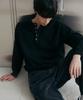 NODU Daily Plain Henley Neck Knit [Black]