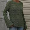 IHUASU Damen Herbst und Winter Strickpullover Einfarbig Häkeln Aushöhlen Pullover O-Ausschnitt Lockerer Pullover