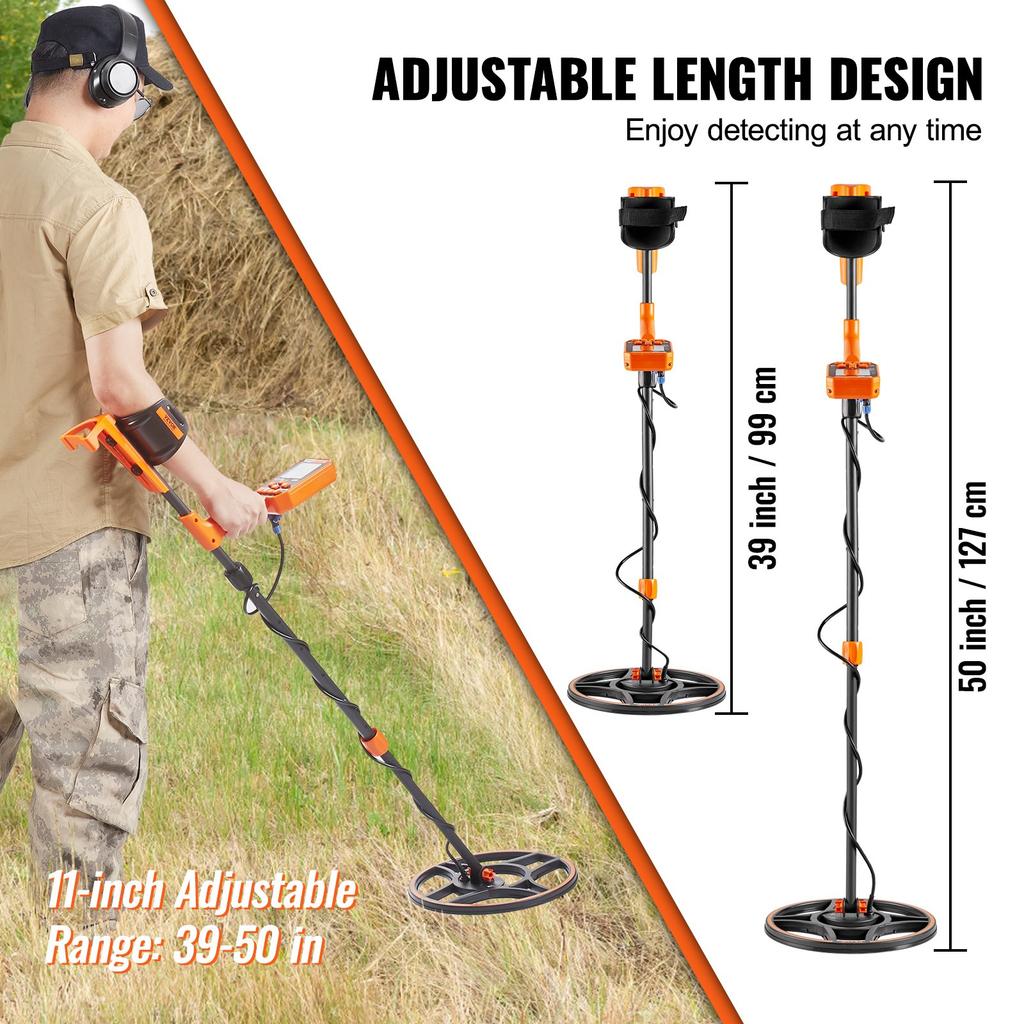 VEVOR Waterproof Metal Detector, 30.5 Cm Coil, Professional Rechargeable Gold Detector
