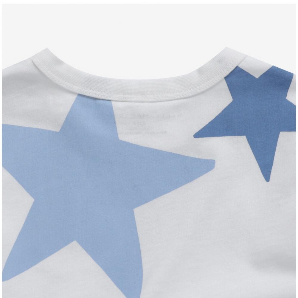 Stella Mccartney Ts8c11 Z0913 101mc Star Print Round Logo Kids Short Sleeve Tee