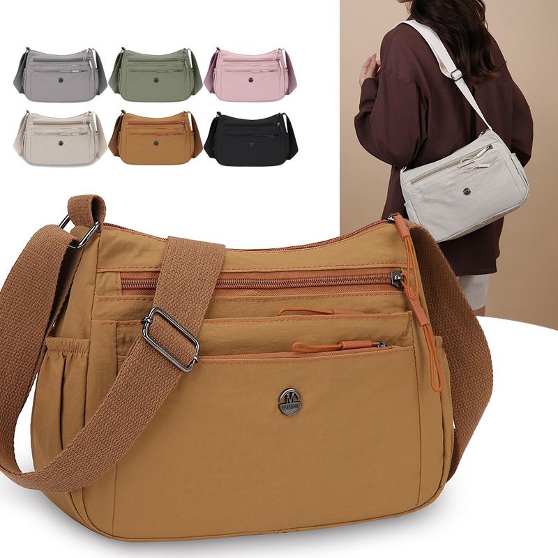 Multi-Layer Shoulder Bag Lightweight Crossbody Bag Solid Color Commuter Women's Bag