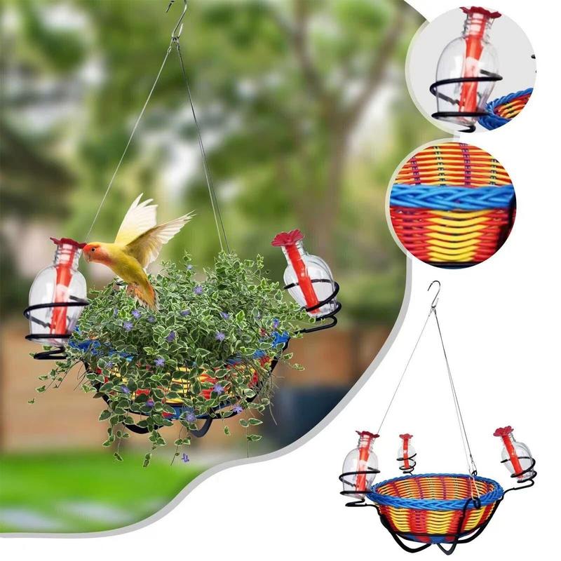

Hummingbird Feeders For Outdoors Hanging Refillable Basket Wild Bird Feeders With 3 Feeding Ports For Pets Garden Patio Yard CN