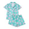 Halloween Women Pajamas Set Ghost Pumpkin Print Short Sleeve Button Down Shirts And Shorts Sleepwear Set 2 Piece Loungewear Pjs Short Set
