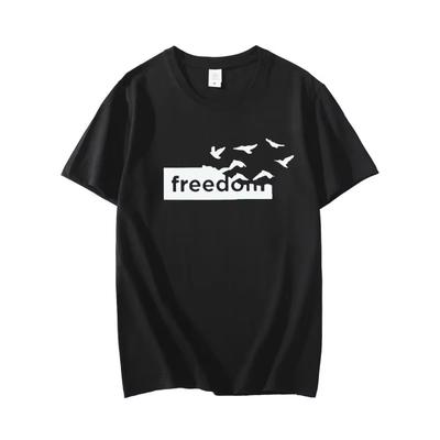 2025 Sommer Mode Baumwoll-Rundhals-T-Shirt Freedom bedruckt Kurzarm Locker und Vielseitig Herren- und Damenbekleidung Top T-Shirt