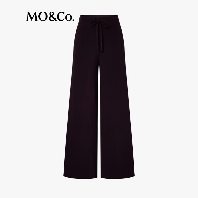 MO&Co. Autumn High-Waist Wide-Leg Drawstring Brushed Velvet Pants