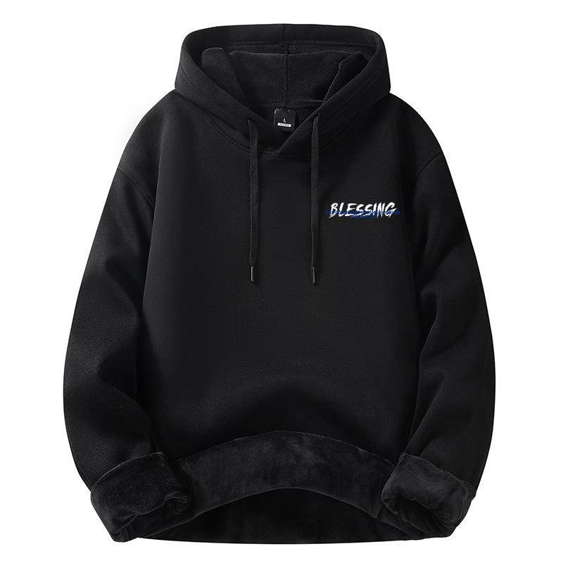 Новая хлопковая утолщенная свободная куртка трендовая толстовка мужская модная толстовка с капюшоном свитер M: Recommended 80-55kg