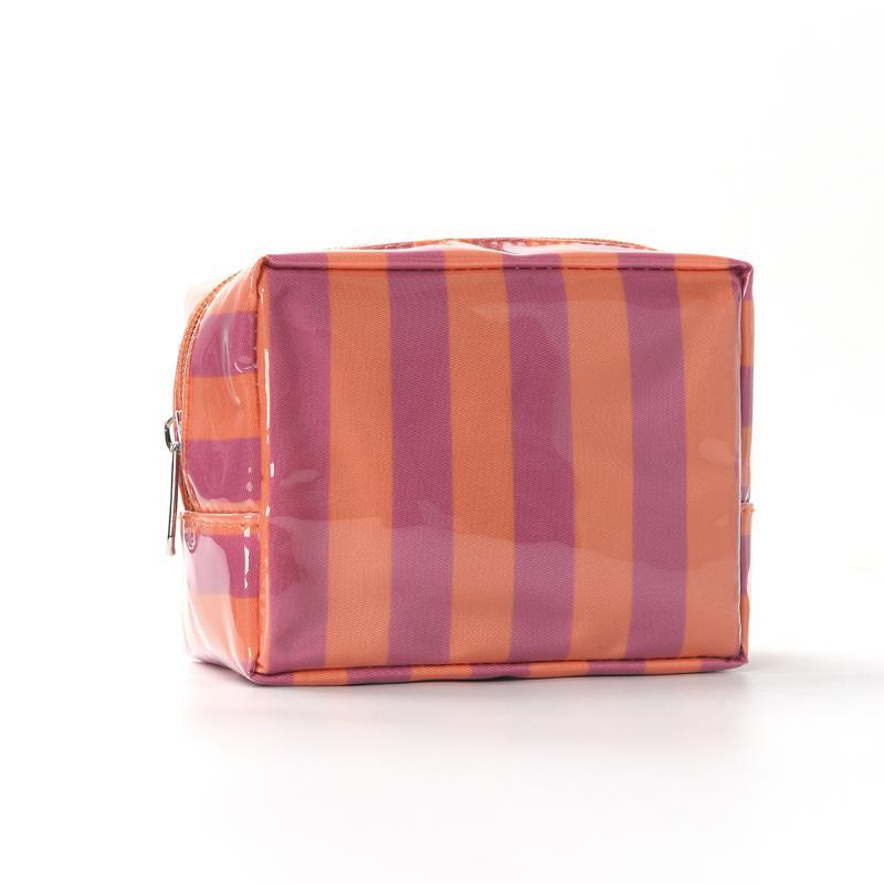 Mini Pvc Striped Cosmetic Bag Makeup Bag Waterproof Travel Toiletry Bag Makeup Brush Case A3
