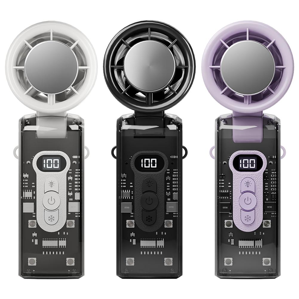 High Speed Turbo Fan with LED Light LED Display Foldable Personal Cooling Fan 3600mAh Electric Mini Turbo Fan for Outdoor Travel