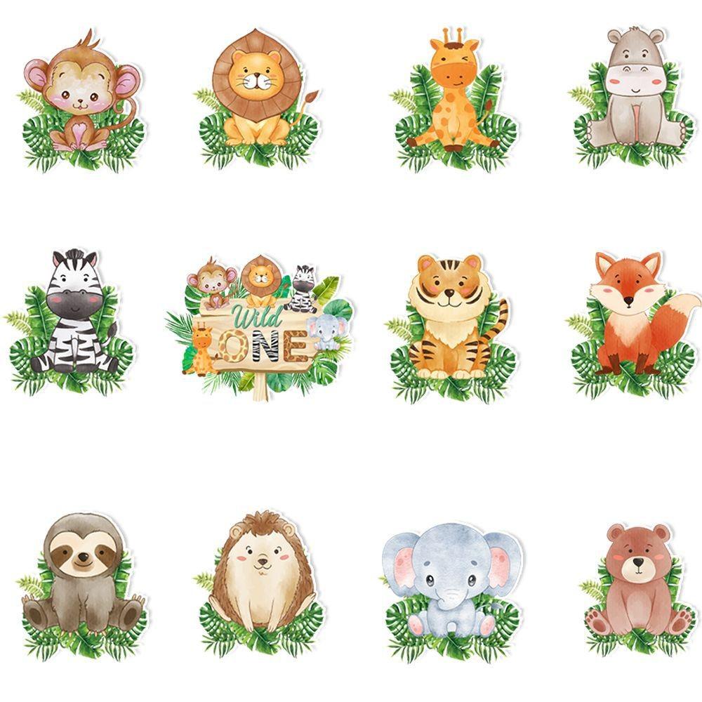 Animal Theme Forest Tiger Elephant Fox Pattern Cake Decoration Paper Plugin