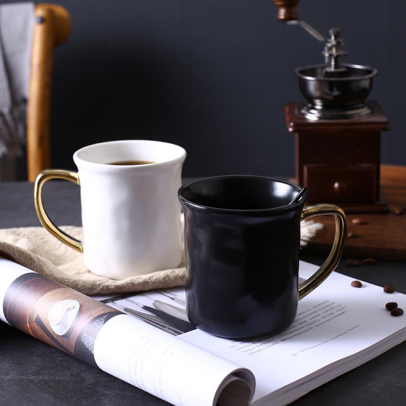 360 Ml Mug Coffee Cup Retro Mute Black Gold Office Tea Cup Couple Cup Gift
