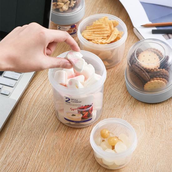 Matbehållare Dubbla Lager Multifunktionell Transparent Bärbar Yoghurt Müsli To-Go Behållare för Baby