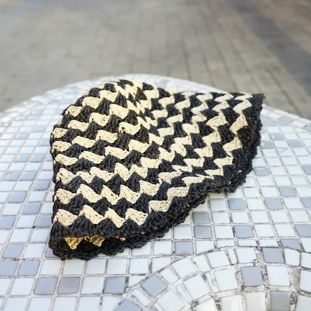 Японская ручная работа Цветное сочетание Ретро Соломенная шляпа Женская Летняя Шляпа от солнца Рыбацкая шляпа Приморский пляж Солнцезащитная Шляпа-таз M（56-58cm）