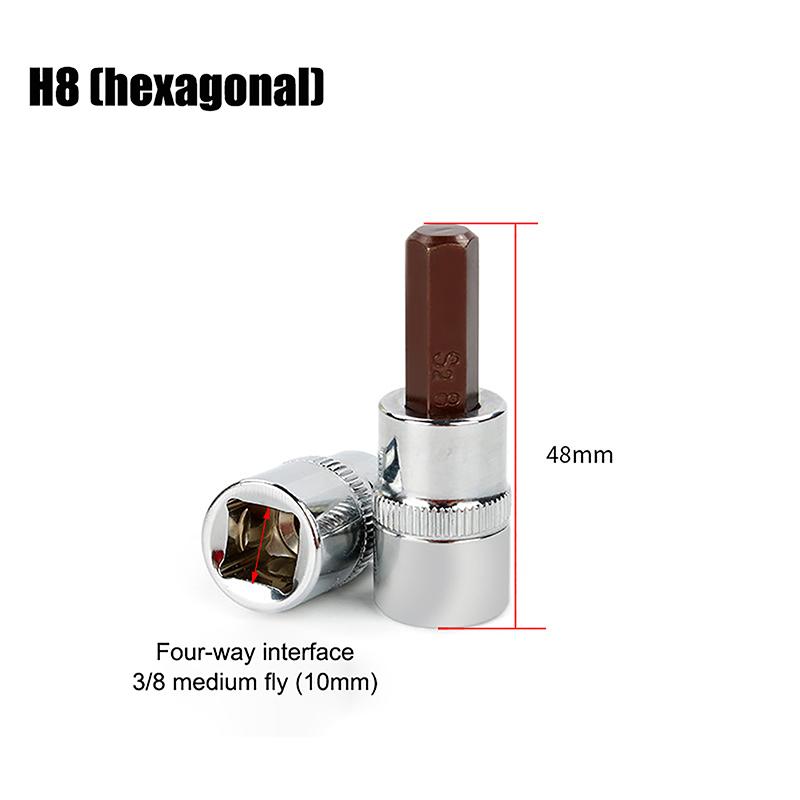 3/8palcové nástavce na bity Torx T20/30/40/45/50/55/60 S2 Ocel Délka 48 mm Stříbrný odstín Ruční nářadí pro opravy automobilů