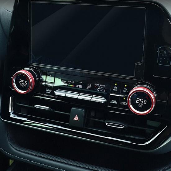 For Toyota Highlander -22 Red AC Knob Control & Rear Mirror Switch Ring Trim