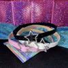 Y2K Gürtel mit Sternschnalle, rosa Leder, elastische Bindung, verzierter Bund, funkelnder Strass, Retro-Braut-Dekorationszubehör