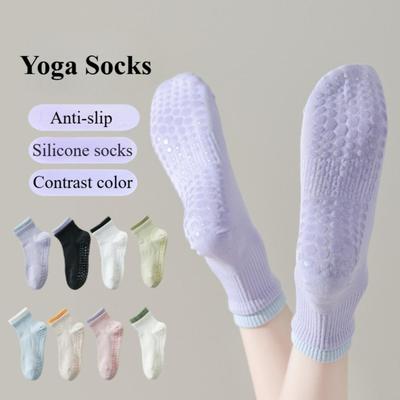 1/5 Pairs Trendy Clashing Colours Yoga Socks Spring and Summer Women's Floor Socks Sports Professional Non-slip Silicone Socks