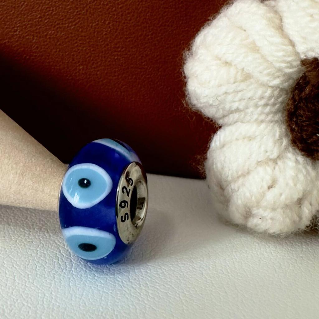 Colorful copper Mini Murano Glass Bead Charms Charm Fits Authentic Bracelets Blue Faceted Murano for Women Necklaces Jewellery