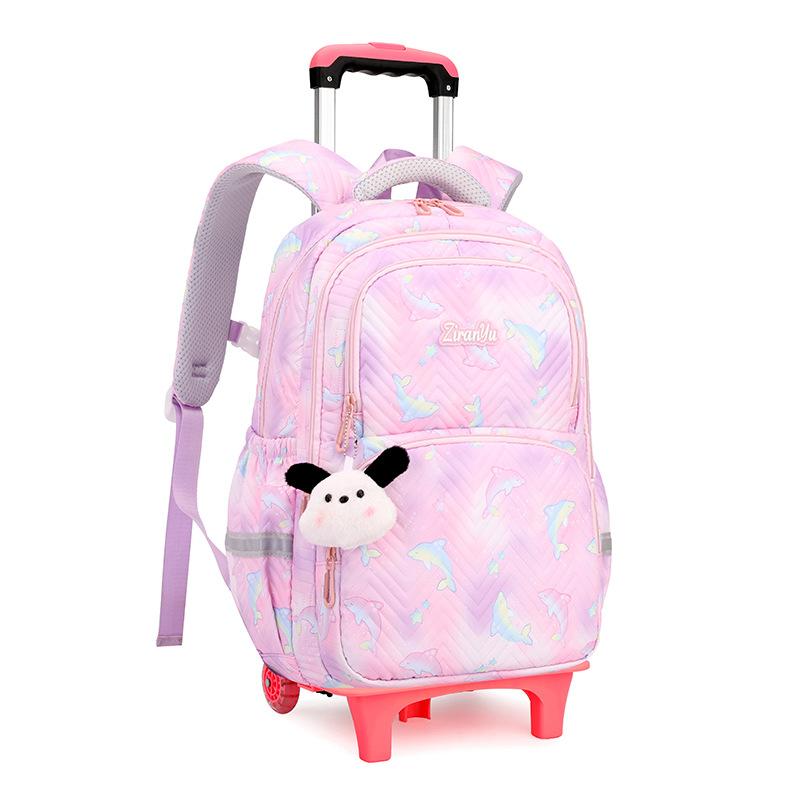 Zaino Scolastico per Bambini con Ruote Borse per Studenti per Ragazze Borsa Trolley Cartella Carina Zaino con Ruote Bambina Ragazze