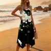 Women's Casual Sleeveless Floral Midi Dress, Round Neck Irregular Hem Summer Dress