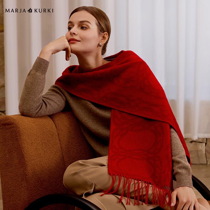 MARJA KURKI Warm Wool Cashmere Scarf - Imperial Whisper Red