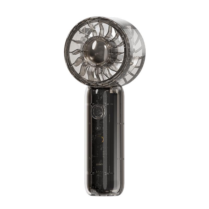 New Compact Mecha Style Transparent Handheld Fan - Portable Pocket Fan with High Wind Power for Commuting