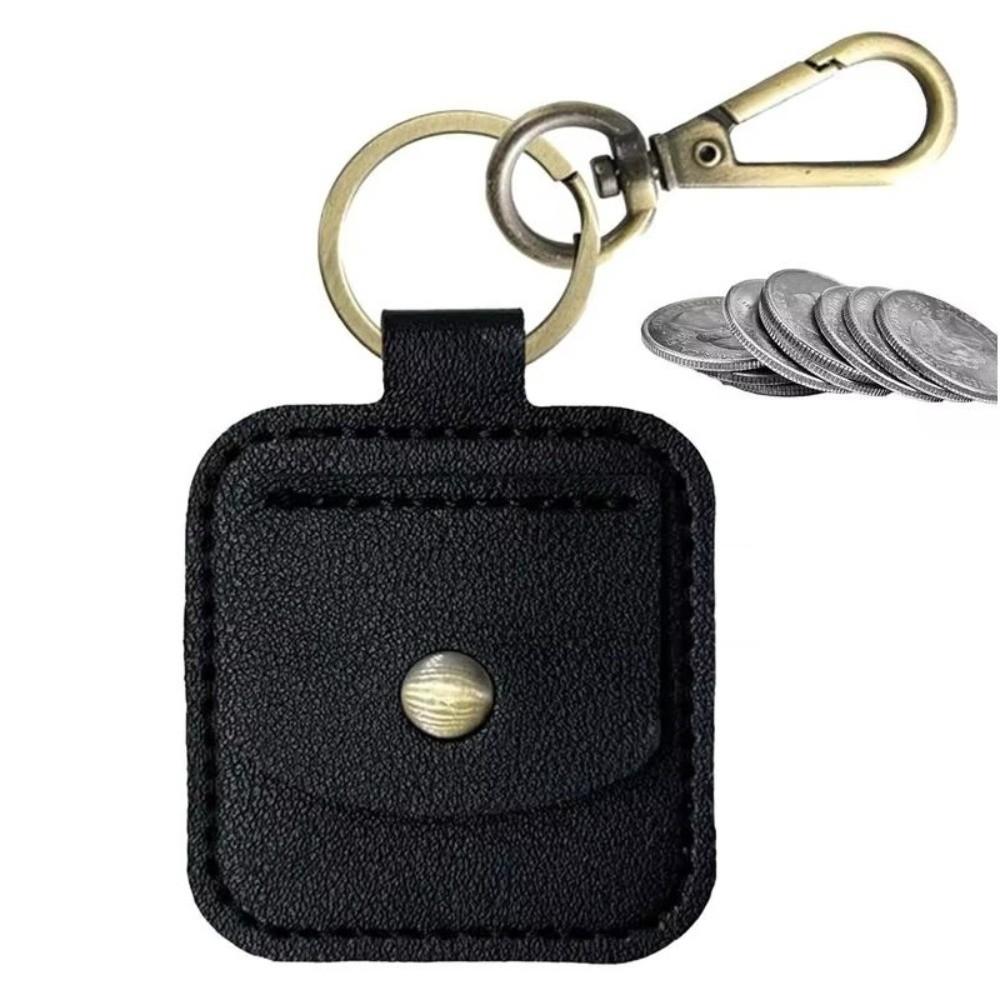 PU Coin Holder Key Ring Portable Mini Wallet Lightweight Leather Ring Jewelry Pouch Storage