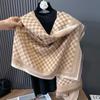 Double-sided Imitation Cashmere Geometric Lattice Texture Printing Thickened Warm Scarf Air-conditioned Room Shawl Outside