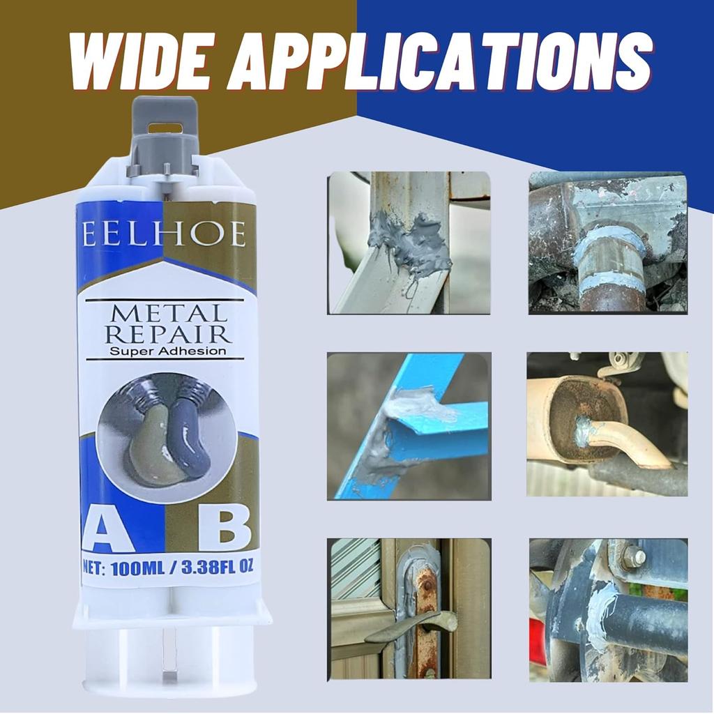 Metallreparaturkleber, Kleber für Metall auf Metall, Flüssigmetallkleber, Hitzebeständiger Kleber ab Kleber für Kühlerrohr-Tankreparatur Metallfüller - 2er-Pack