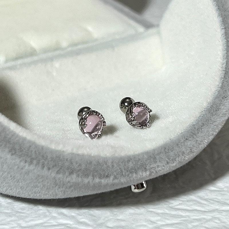 Multi-Color Optional Earrings Niche Simple All-Matching Earrings Moonstone Earrings Can Sleep Without Picking