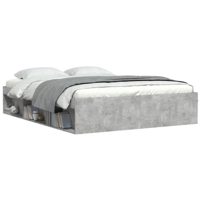 VidaXL Cadre de lit gris béton 140x190 cm 3203904