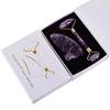 Natural Amethyst RollerJade Set Real Jade Gouache Scraper Jade Massager Gua Sha Board Facial Massager Face Horn Massages Roller